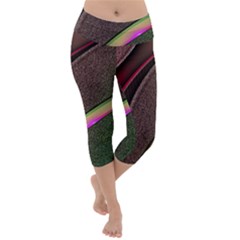 Circle Colorful Shine Line Pattern Geometric Lightweight Velour Capri Yoga Leggings by Proyonanggan