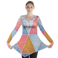 Texture With Triangles Long Sleeve Tunic  by nateshop