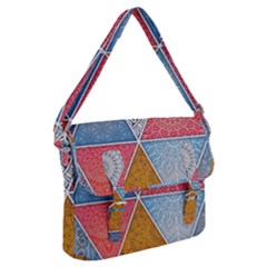 Texture With Triangles Buckle Messenger Bag