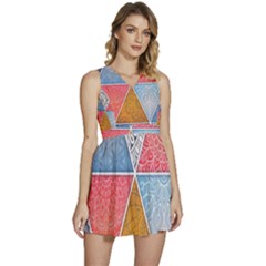 Texture With Triangles Sleeveless High Waist Mini Dress by nateshop