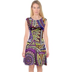 Violet Paisley Background, Paisley Patterns, Floral Patterns Capsleeve Midi Dress by nateshop