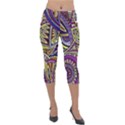 Violet Paisley Background, Paisley Patterns, Floral Patterns Lightweight Velour Capri Leggings  View1