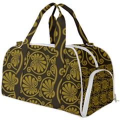 Yellow Floral Pattern Floral Greek Ornaments Burner Gym Duffel Bag by nateshop