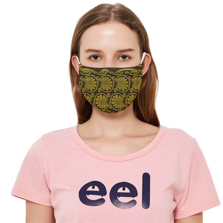 Yellow Floral Pattern Floral Greek Ornaments Cloth Face Mask (Adult)