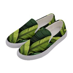 Banana Leaves Pattern Women s Canvas Slip Ons by goljakoff