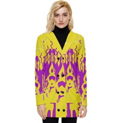 Yellow And Purple In Harmony Button Up Hooded Coat 
