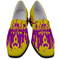 Yellow And Purple In Harmony Women s Chunky Heel Loafers