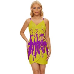 Yellow And Purple In Harmony Wrap Tie Front Dress