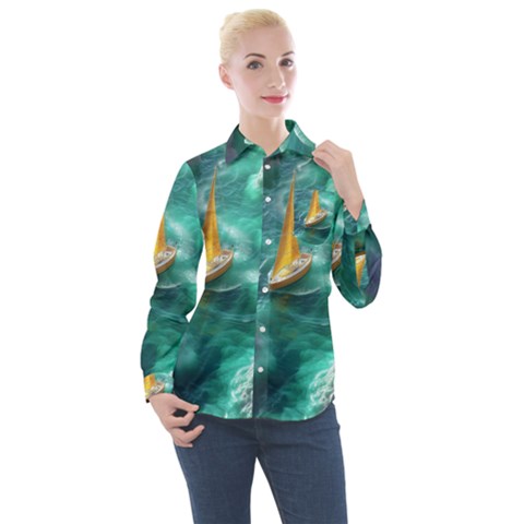 Lion King Of The Jungle Nature Women s Long Sleeve Pocket Shirt by Cemarart