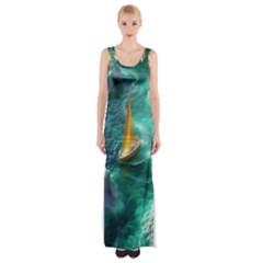 Countryside Landscape Nature Thigh Split Maxi Dress by Cemarart