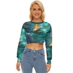 Silk Waves Abstract Lightweight Long Sleeve Sweatshirt by Cemarart