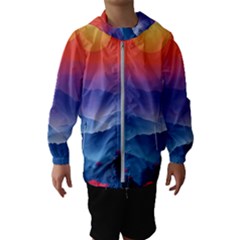 Valley Night Mountains Kids  Hooded Windbreaker by Cemarart