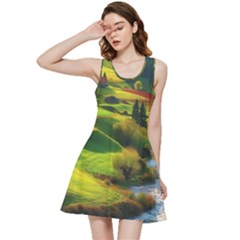 Countryside Landscape Nature Inside Out Racerback Dress by Cemarart