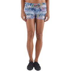 Art Psychedelic Mountain Yoga Shorts by Cemarart