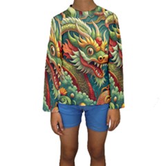 Chinese New Year ¨c Year Of The Dragon Kids  Long Sleeve Swimwear