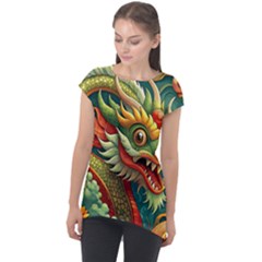 Chinese New Year ¨c Year Of The Dragon Cap Sleeve High Low Top