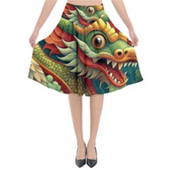 Chinese New Year ¨c Year Of The Dragon Flared Midi Skirt by Valentinaart