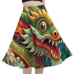 Chinese New Year ¨c Year Of The Dragon A-line Full Circle Midi Skirt With Pocket