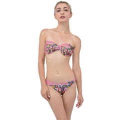 Flower Power Hippie Boho Love Peace Text Pink Pop Art Spirit Classic Bandeau Bikini Set by Grandong