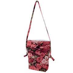 Pink Roses Flowers Love Nature Folding Shoulder Bag