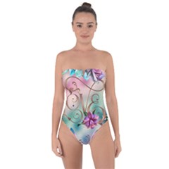 Love Amour Butterfly Colors Flowers Text Tie Back One Piece Swimsuit