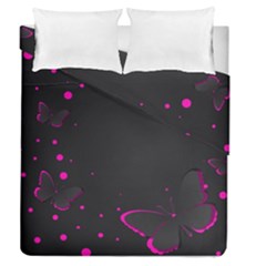 Butterflies, Abstract Design, Pink Black Duvet Cover Double Side (queen Size) by nateshop
