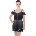 S Black Fingerprint, Black, Edge Ruffle Cut Out Chiffon Playsuit View1