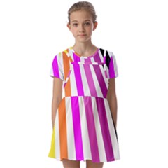 Colorful Multicolor Colorpop Flare Kids  Short Sleeve Pinafore Style Dress by Cemarart