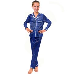 Texture Multicolour Ink Dip Flare Kids  Satin Long Sleeve Pajamas Set by Cemarart