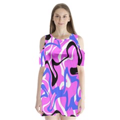 Swirl Pink White Blue Black Shoulder Cutout Velvet One Piece by Cemarart