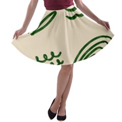 Elements Scribbles Wiggly Lines A-line Skater Skirt by Cemarart