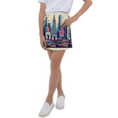 Skyscrapers City Usa Kids  Tennis Skirt by Cemarart