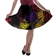 Abstract Painting Colorful A-line Skater Skirt by Cemarart