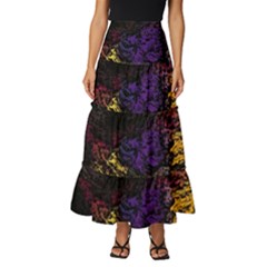 Abstract Painting Colorful Tiered Ruffle Maxi Skirt by Cemarart