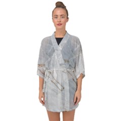 Gray Light Marble Stone Texture Background Half Sleeve Chiffon Kimono