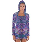 Cobalt arabesque Long Sleeve Hooded T-shirt