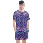 Cobalt arabesque Men s Mesh T-Shirt and Shorts Set