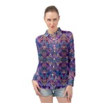 Cobalt arabesque Long Sleeve Chiffon Shirt