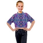 Cobalt arabesque Kids Mock Neck T-Shirt