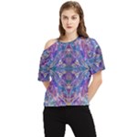 Cobalt arabesque One Shoulder Cut Out T-Shirt