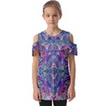 Cobalt arabesque Fold Over Open Sleeve Top