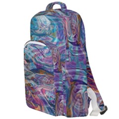 Abstarct Cobalt Waves Double Compartment Backpack by kaleidomarblingart