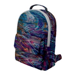 Abstarct Cobalt Waves Flap Pocket Backpack (large) by kaleidomarblingart