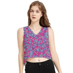 Colorful Cosutme Collage Motif Pattern V-neck Cropped Tank Top by dflcprintsclothing