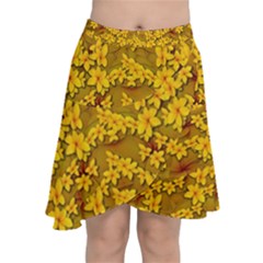 Blooming Flowers Of Lotus Paradise Chiffon Wrap Front Skirt
