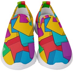 Abstract Cube Colorful  3d Square Pattern Kids  Slip On Sneakers