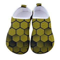 Yellow Hexagons 3d Art Honeycomb Hexagon Pattern Men s Sock-style Water Shoes by Cemarart