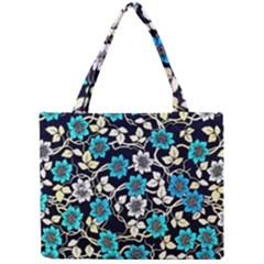 Blue Flower Floral Flora Naure Pattern Mini Tote Bag by Cemarart