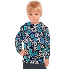 Blue Flower Floral Flora Naure Pattern Kids  Hooded Pullover by Cemarart