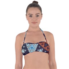 Fractal Triangle Geometric Abstract Pattern Tie Back Bikini Top by Cemarart